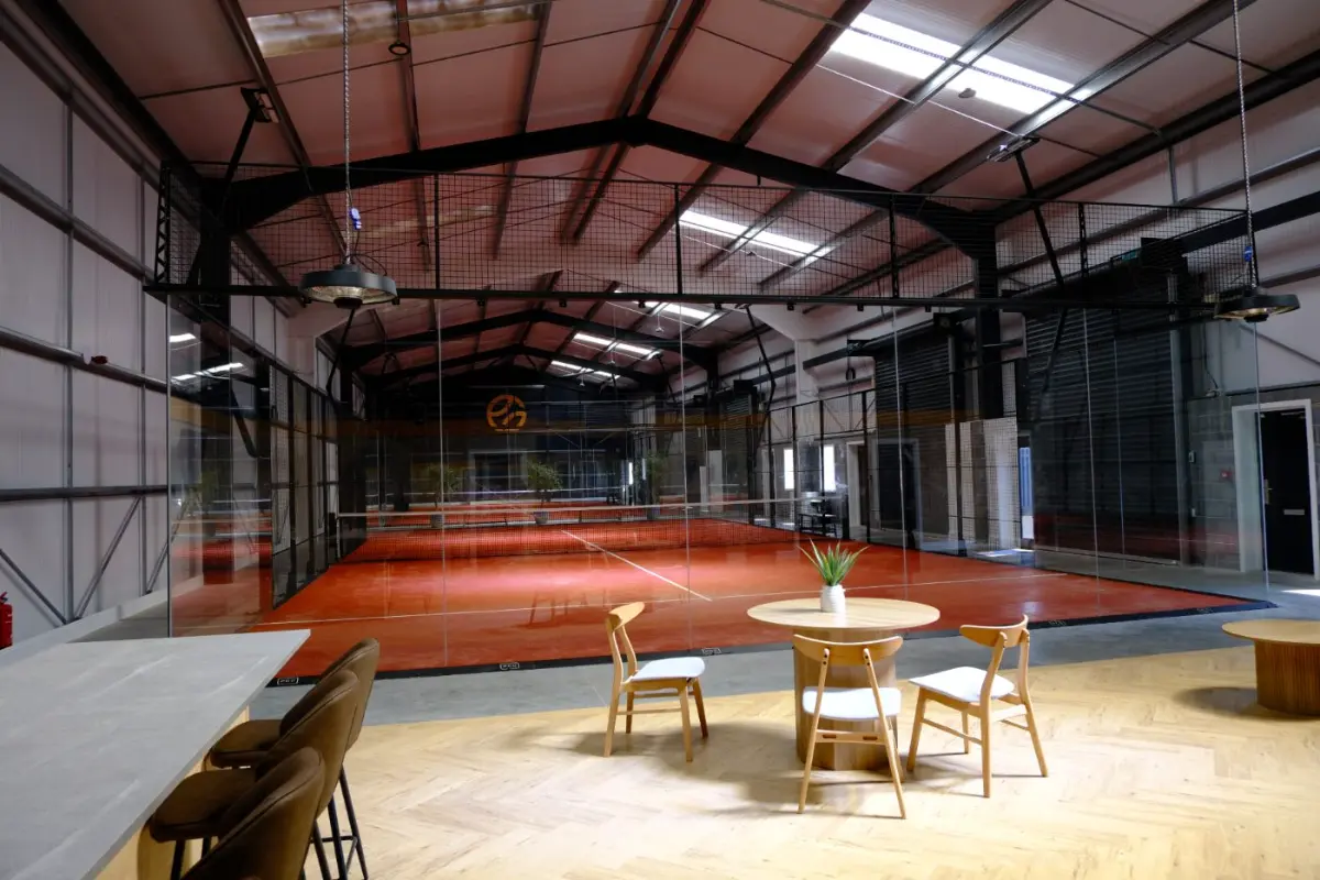 Two ultra-premium panoramic indoor padel courts at gotpadelclub Lincoln